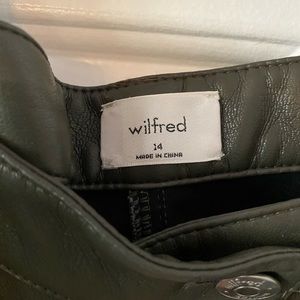 ARITZIA Dark Olive Vegan Leather Pants 14 Wilfred